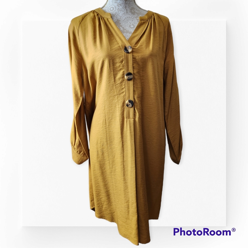 Chelsea & Theodore Mustard Yellow Career Dress size Large NWT